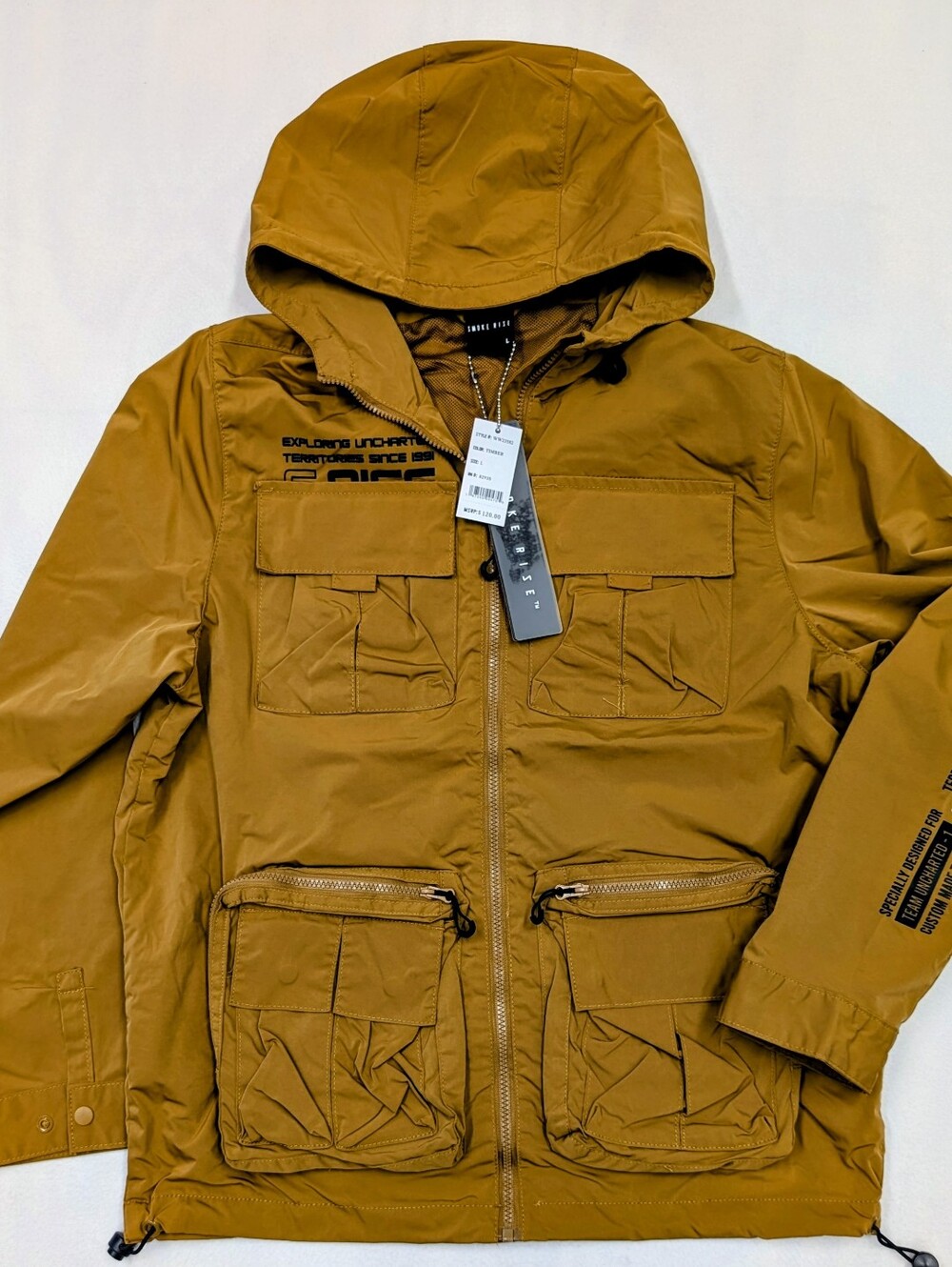 Smoke Rise Men's Nylon Utility Jacket Rust Brown Multi Pocket NWT Size L